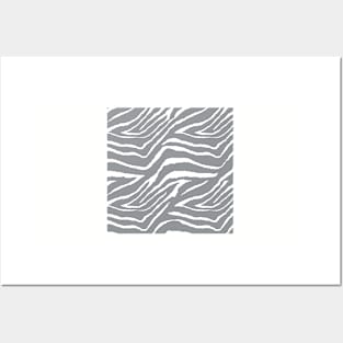 Zebra Animal Print Pattern Gray and White Posters and Art